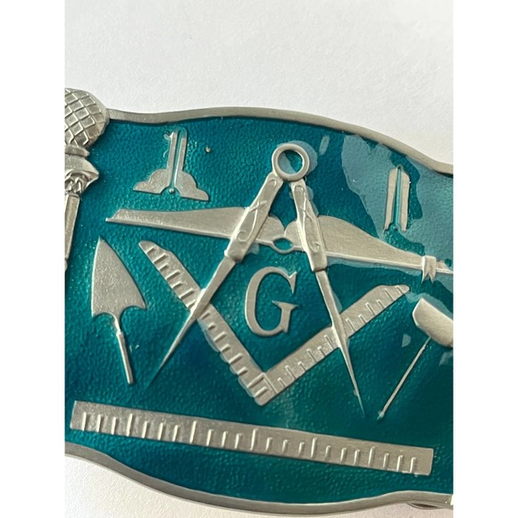 Mason Aqua Blue Epoxy Belt Buckle - Picture 4 of 13